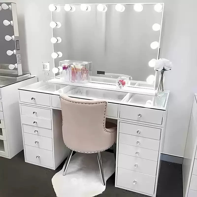 Vanity Desk &power Out Makeup Vanity with Mirror and 12 Led Lights Makeup Table with 11 Drawers Vanity Set