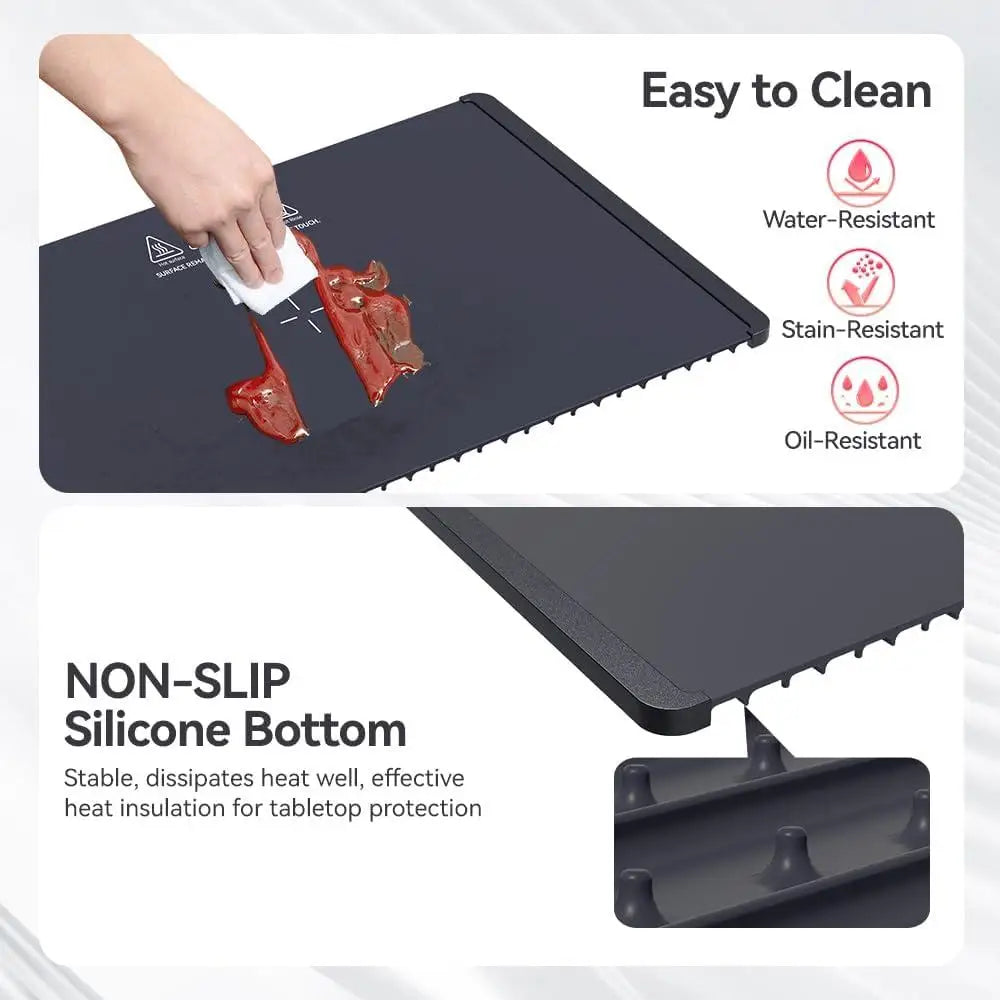 Electric Warming Tray Full Surface Heating Portable Silicone Food Warmer 5 Temperature Settings Adjustable Timer Child Safety