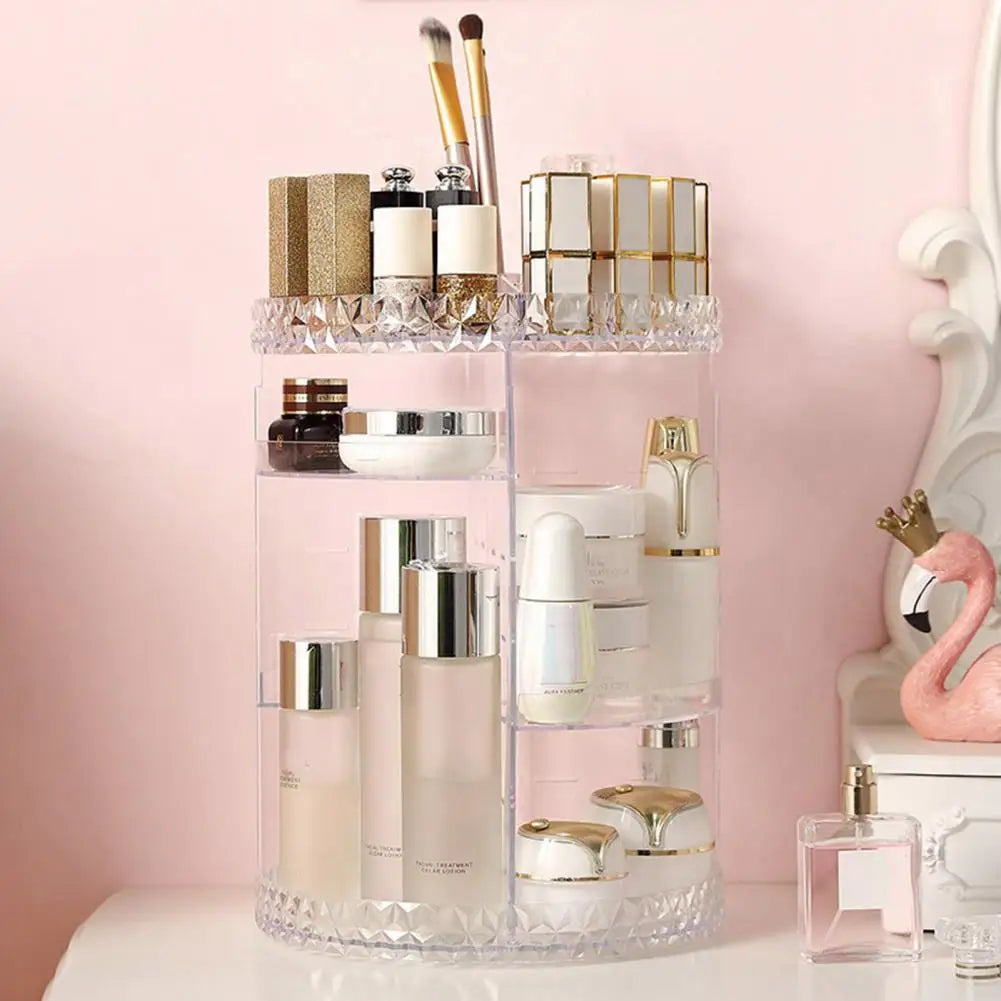 360 Degree Rotation Storage Rack 360 Rotating Makeup Organizer with 8 Adjustable Layers for Skincare Storage for Vanity