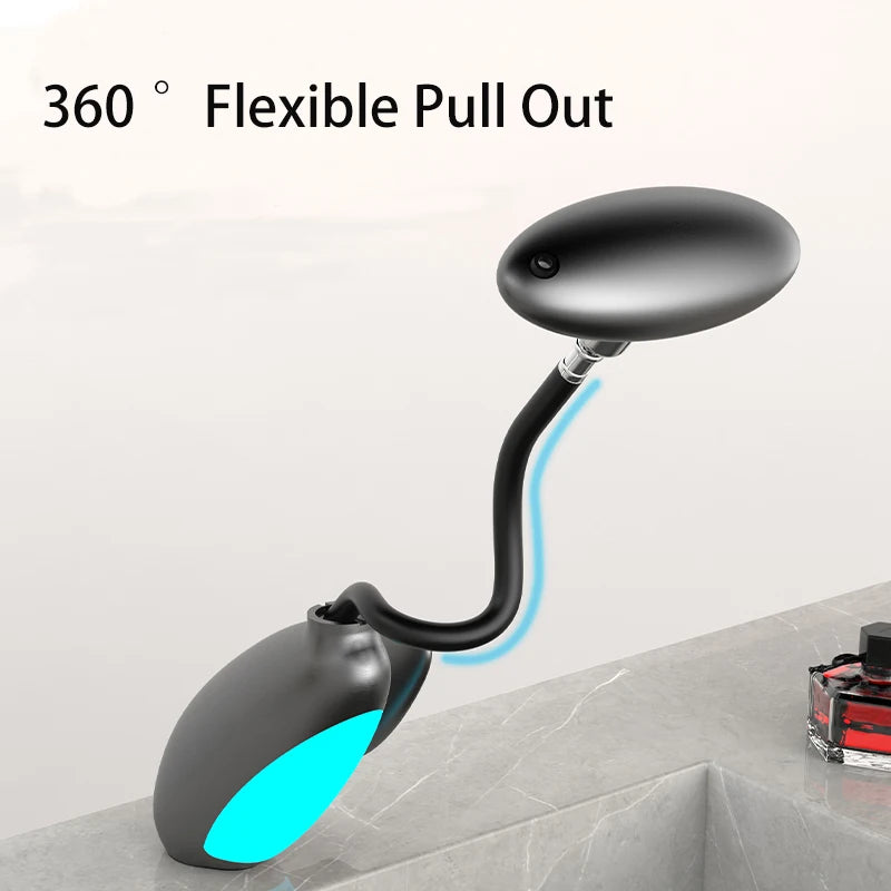 Deck Mounted Bathroom LED Pull out Faucet Waterfall Basin Sink Faucet 4 Modes Water Outlet Cold and Hot Mixer Tap Matte Black