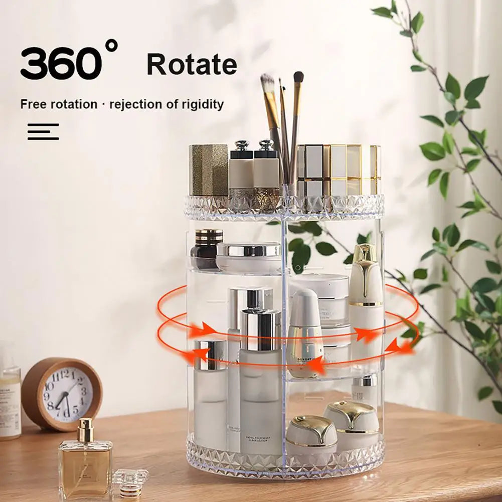 360 Degree Rotation Storage Rack 360 Rotating Makeup Organizer with 8 Adjustable Layers for Skincare Storage for Vanity