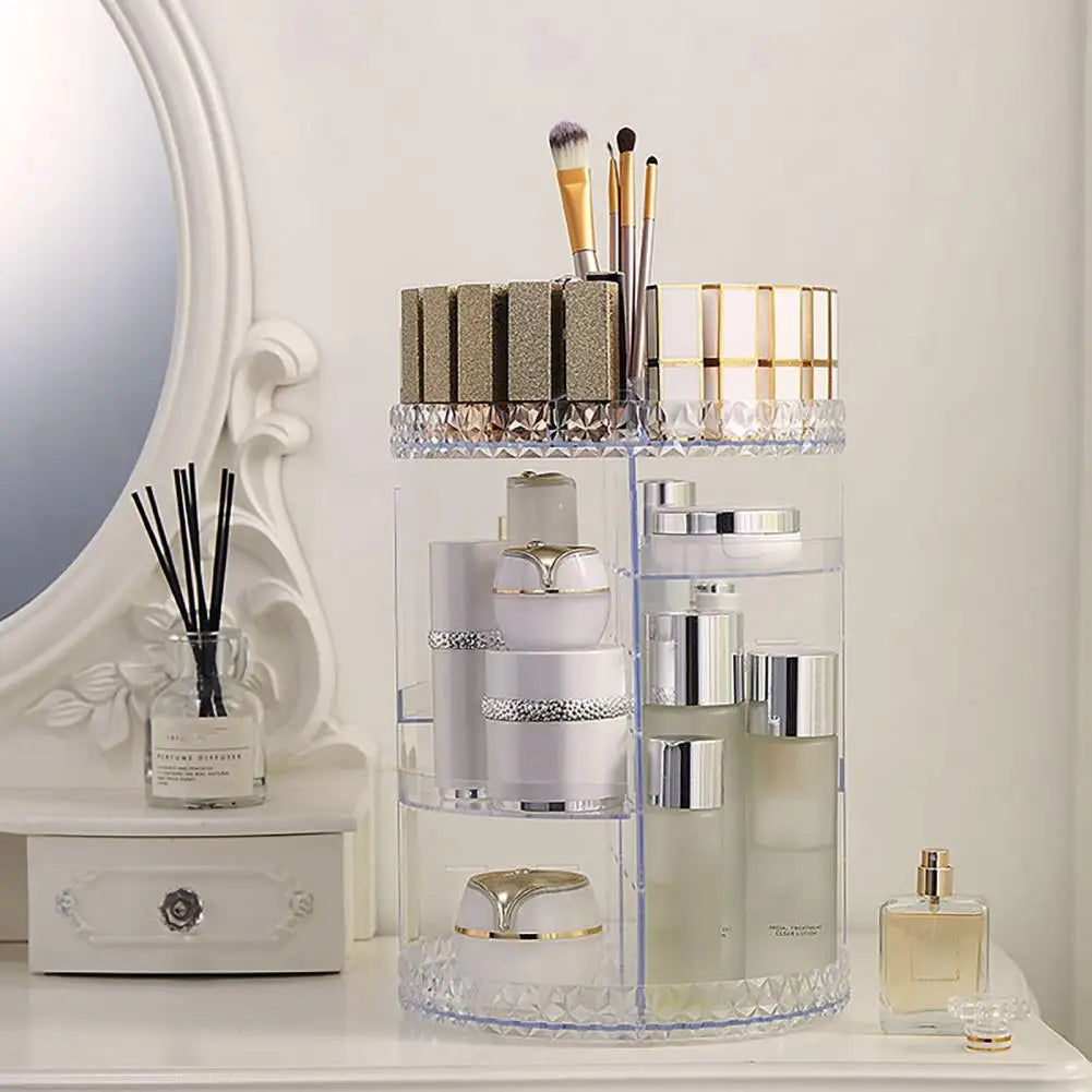360 Degree Rotation Storage Rack 360 Rotating Makeup Organizer with 8 Adjustable Layers for Skincare Storage for Vanity
