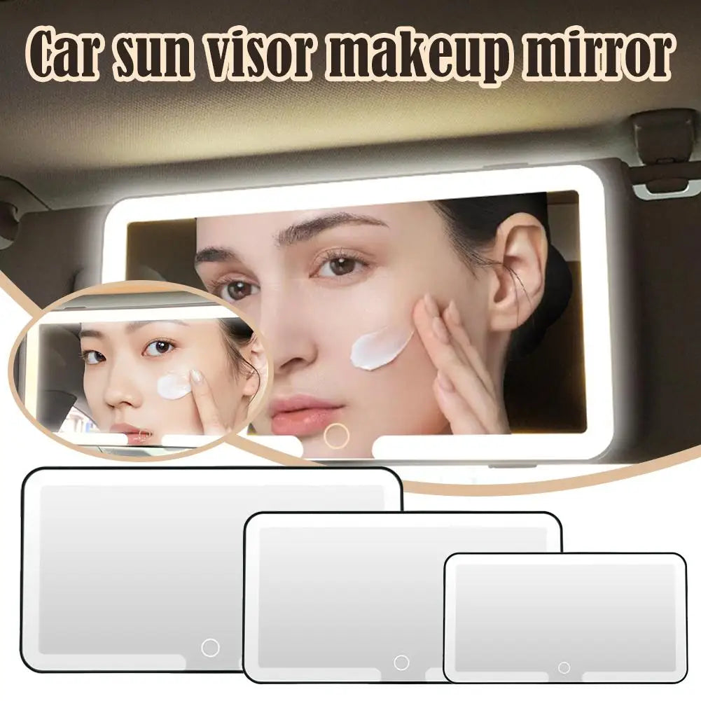 Sun Visor Mirror for Car Makeup Vanity Mirror Car Sunshade Makeup Mirror with Dimmable Led Light For Truck SUV, Rectangular N4D2