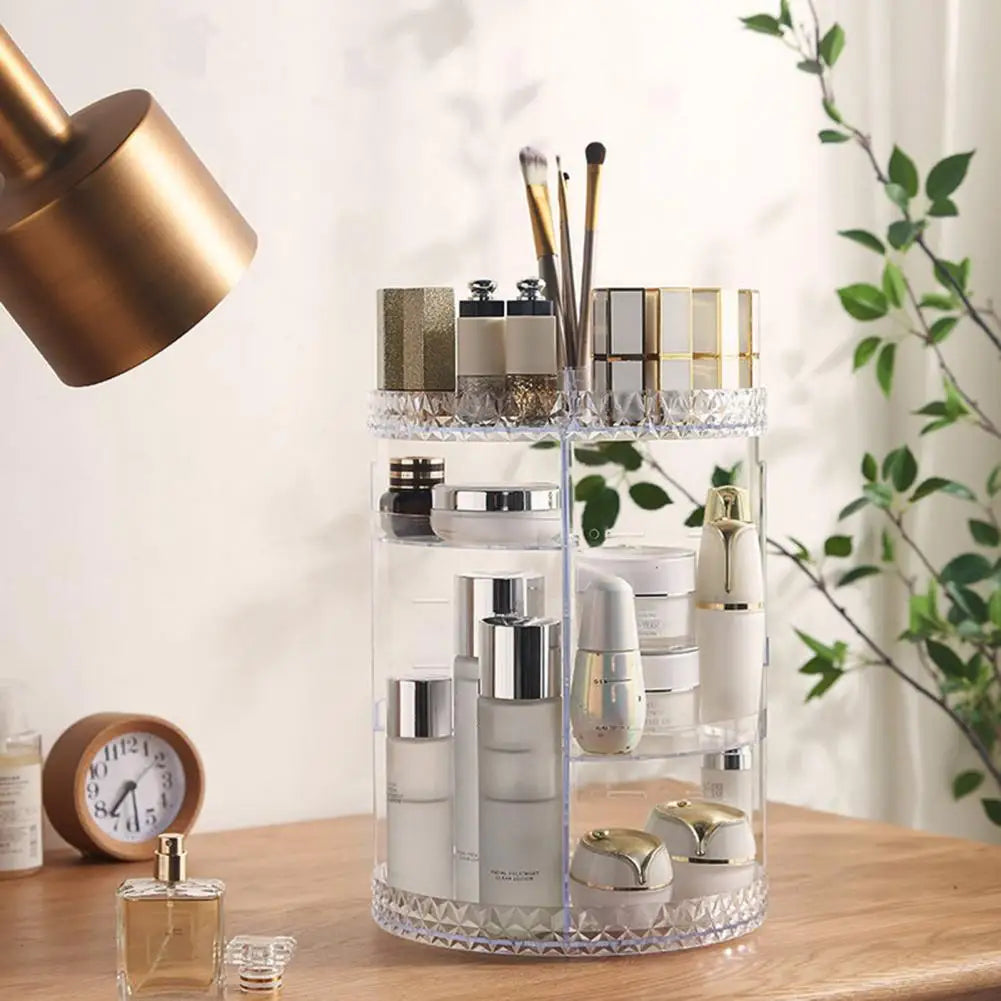 360 Degree Rotation Storage Rack 360 Rotating Makeup Organizer with 8 Adjustable Layers for Skincare Storage for Vanity