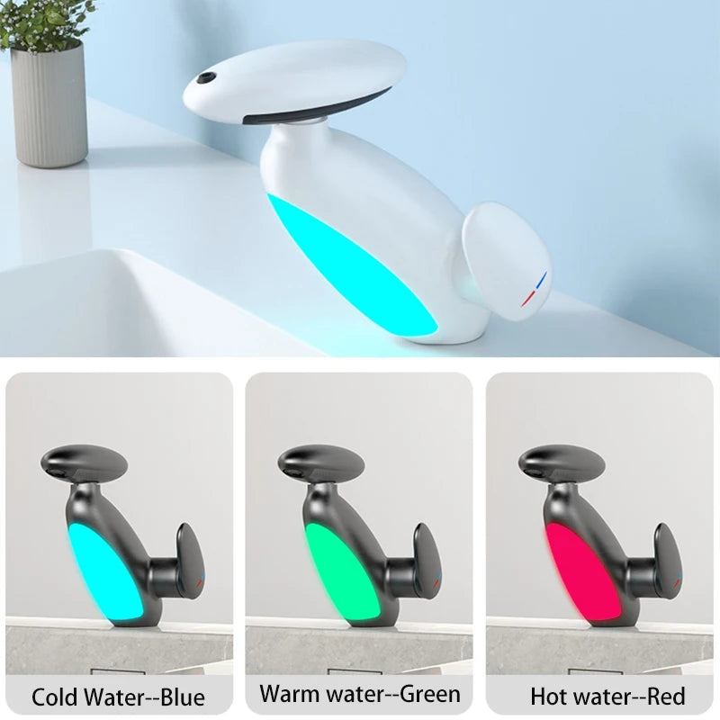 Deck Mounted Bathroom LED Pull out Faucet Waterfall Basin Sink Faucet 4 Modes Water Outlet Cold and Hot Mixer Tap Matte Black