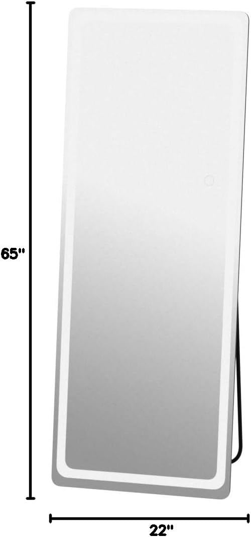 Full-Length Hanging Mirror with LED Lights, Free Standing Wall Mounted Lighted Vanity Tall Big Stand Up Body Mirror, Full-Size for Floor, Bedroom