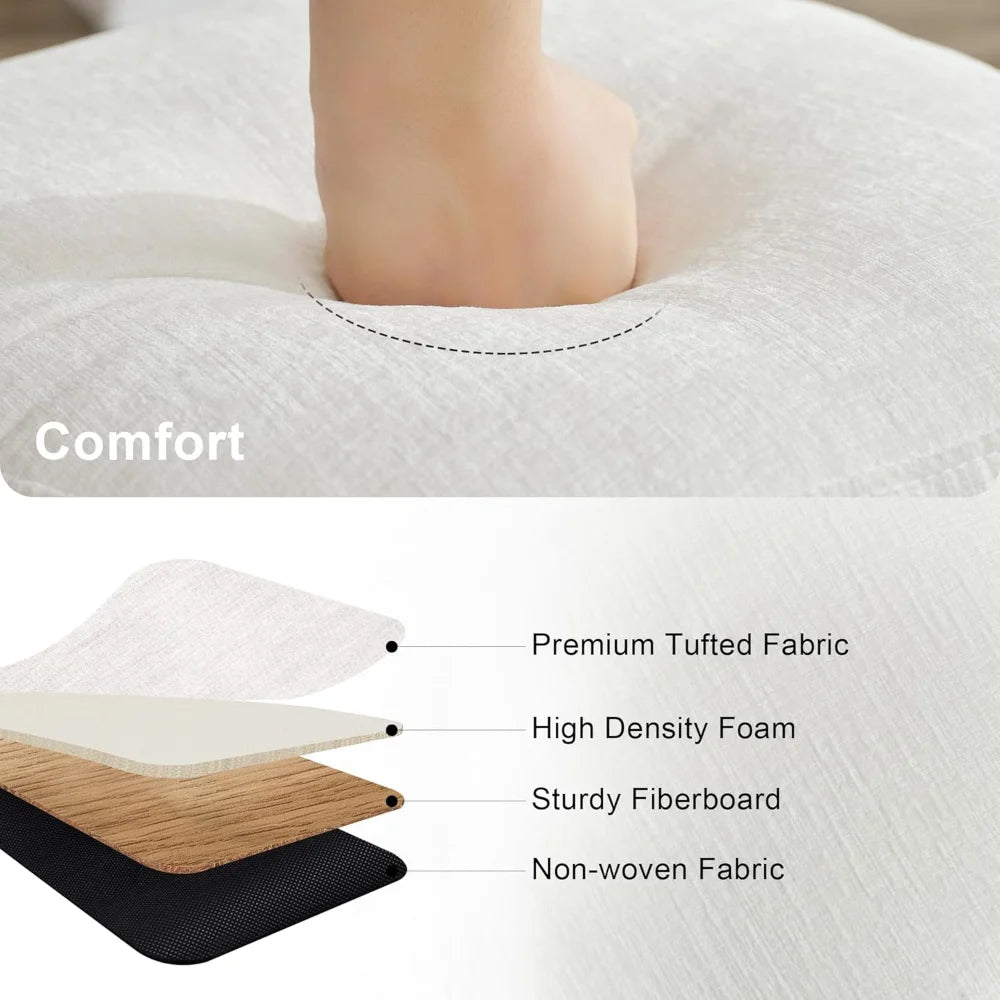 16.5 inch Tufted Small Round Storage Ottoman, Modern Upholstered Ottoman with Soft Padded Seat, Chic Round Vanity Foot Stool