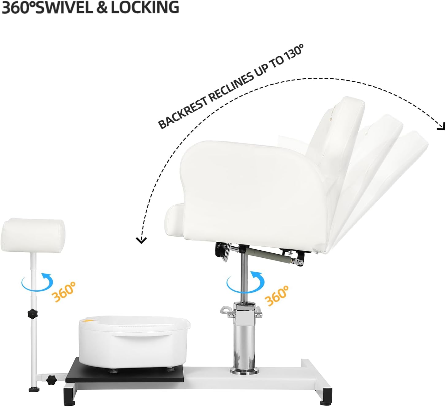 Pedicure Chair with Bubble Massage Foot Bath, for Nail Tech and Foot Bath