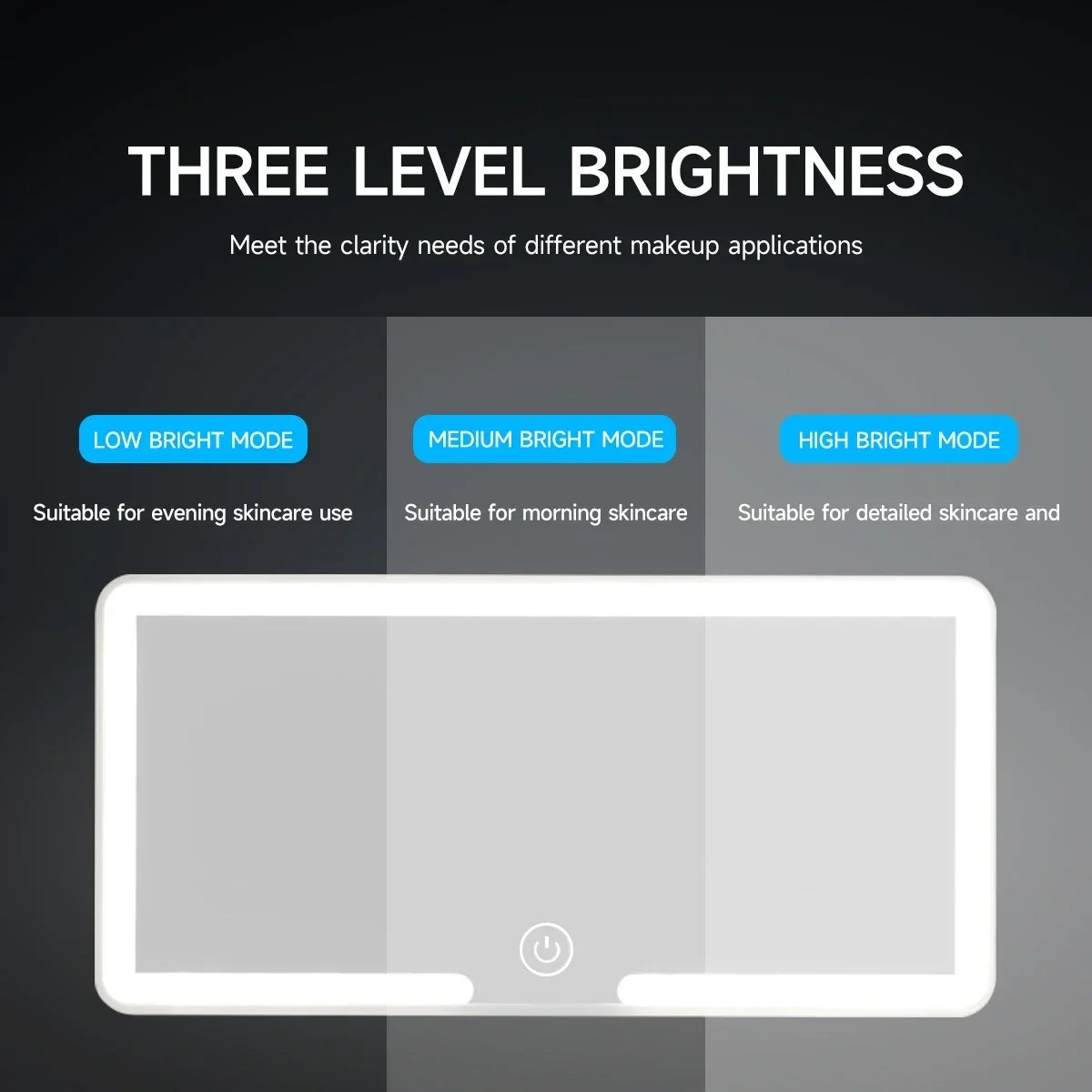 Car Sun Visor Vanity Mirror LED High-definition Vanity Mirror with 3 Light Modes Touch Screen Universal Car Vanity Mirror