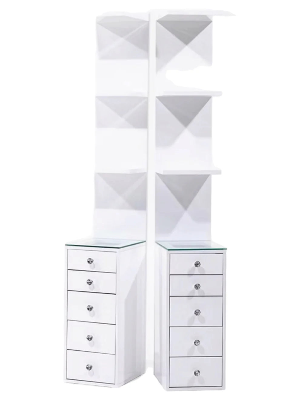 Glossy Column Shelf w/ Drawers