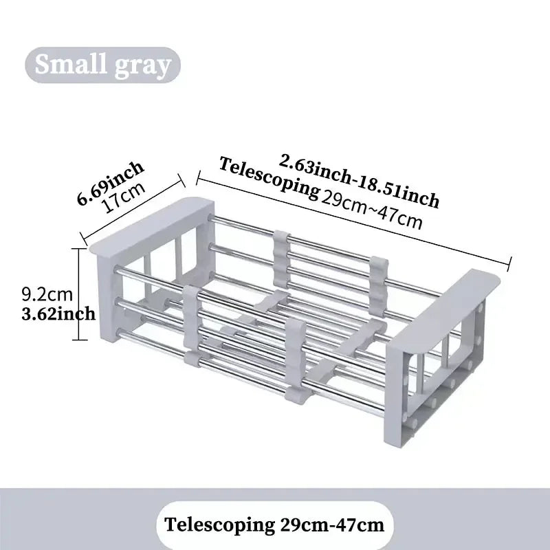 Folding Kitchen Sink Drain Rack, Stainless Steel Dish Drain Basket for Washing Dishes, Space-Saving Sink Organizer