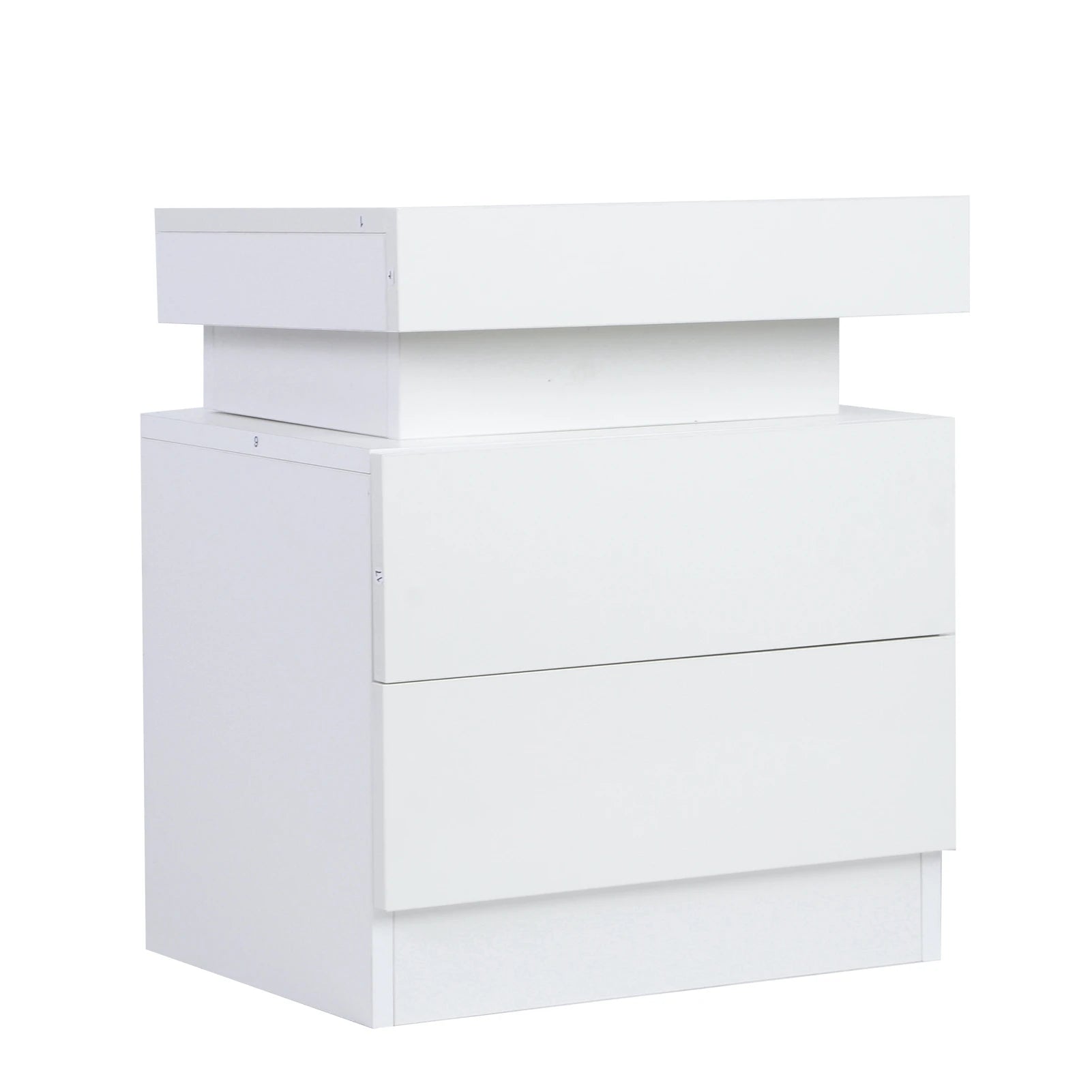Bedside Desk Bedroom LED Nightstand Bedside Table Large Capacity RGB Light Storage Nightstand Cabinet with 2 Drawers for Bedroom